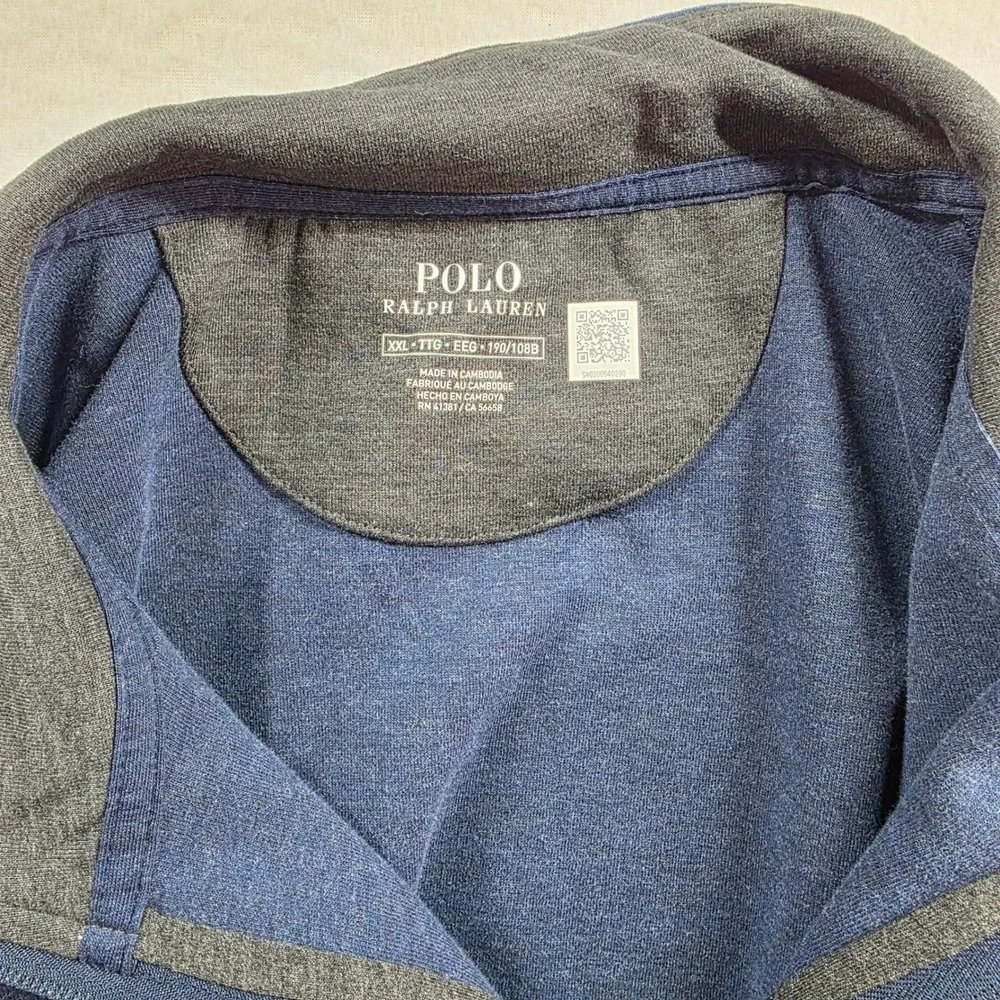 Polo Ralph Lauren Mens XXL Quarter Zip Pullover Spring Navy Heather Blue‎ NWT